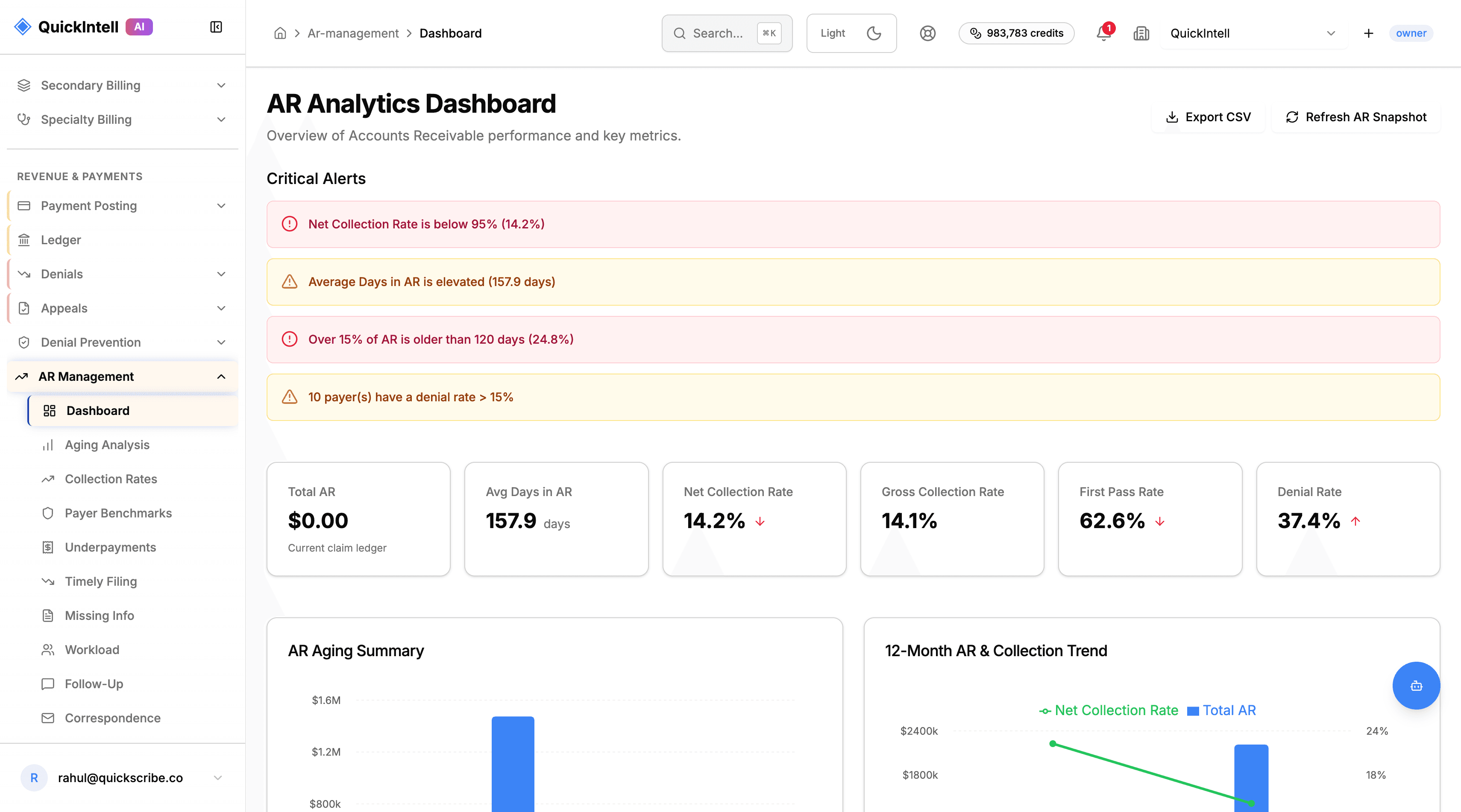 QuickIntell accounts receivable management product demonstration preview