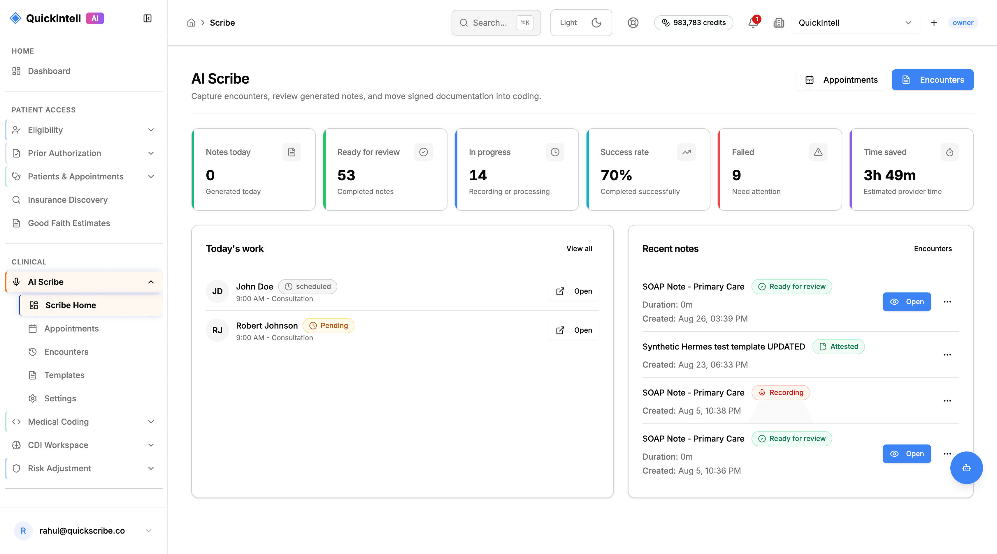 QuickScribe AI medical scribe product demonstration preview
