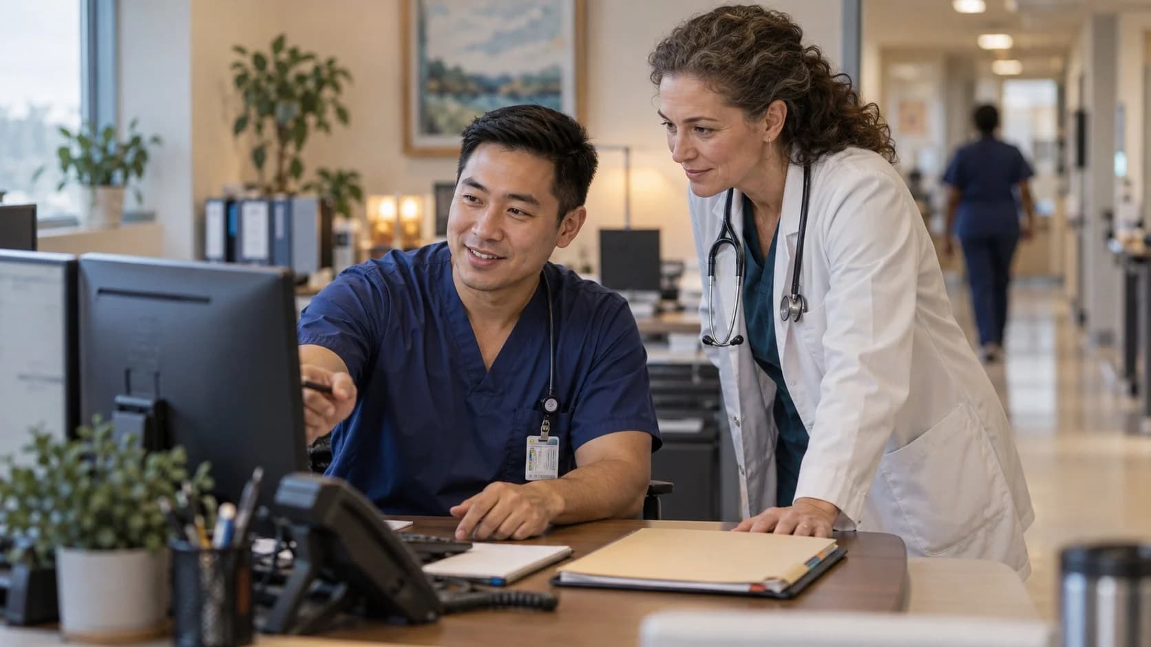 Medical coder and clinician resolving a claim detail together