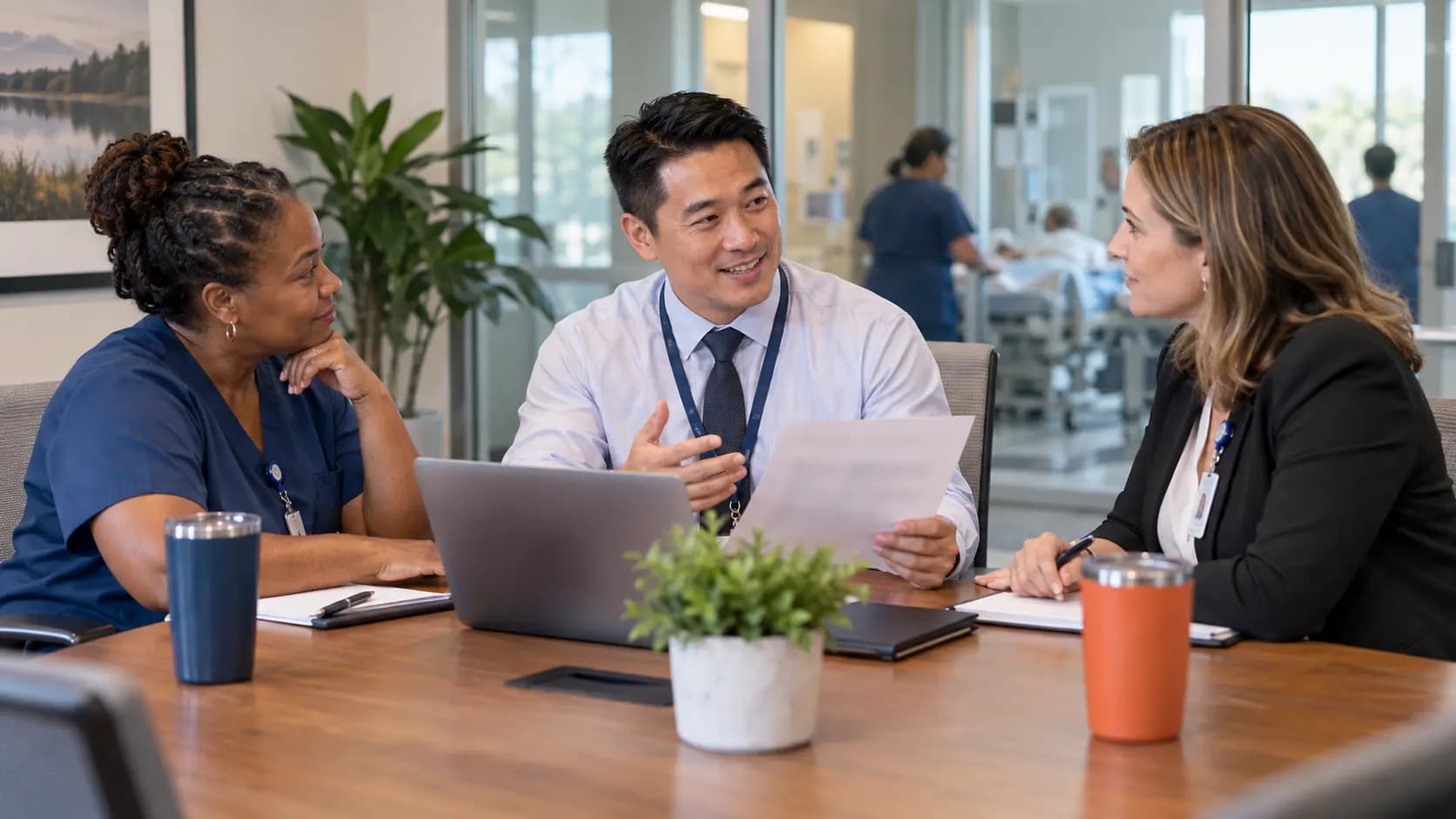 Healthcare finance and operations leaders discussing a practical next step