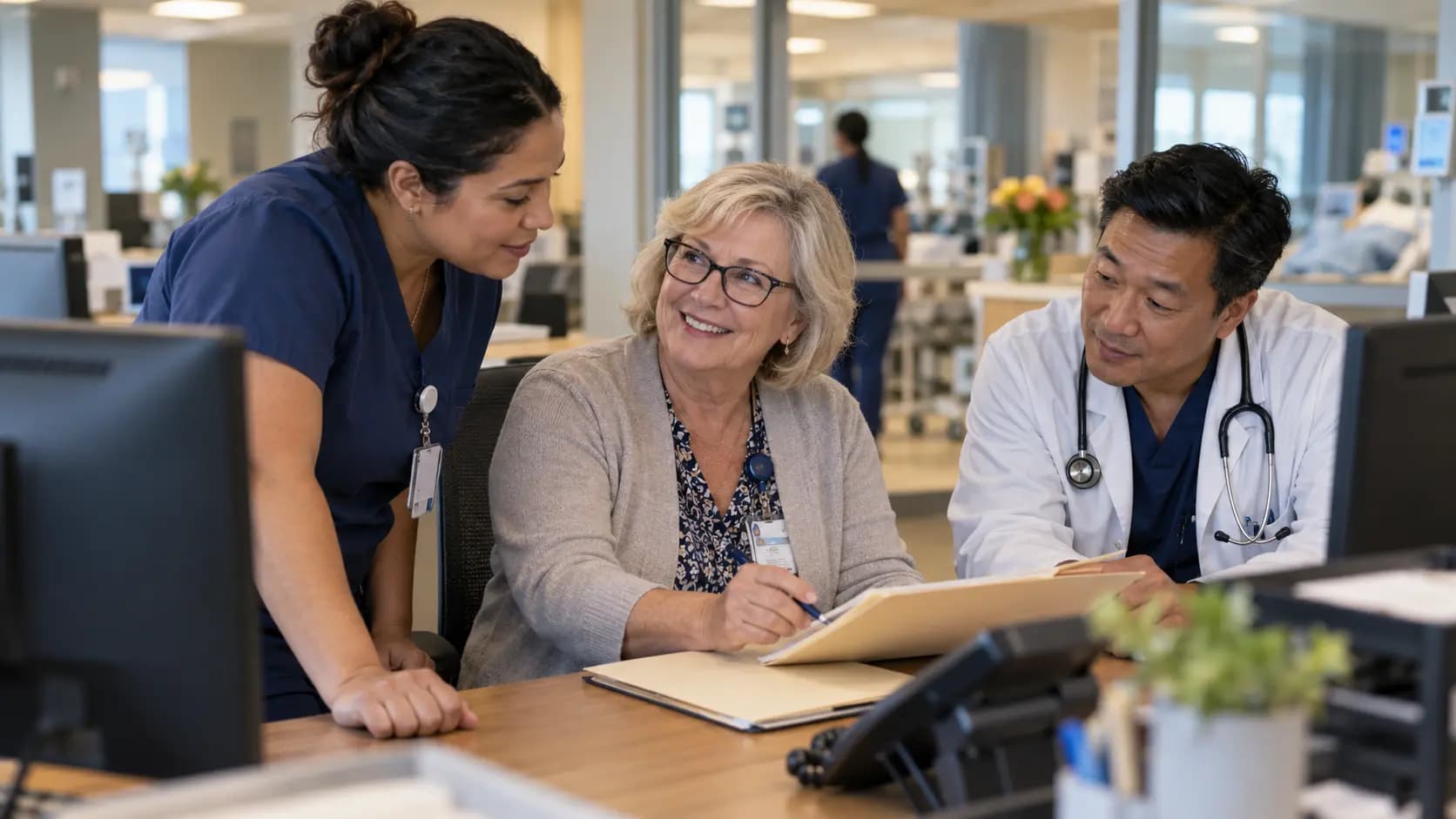 Revenue-cycle specialist and clinician resolving a billing workflow together