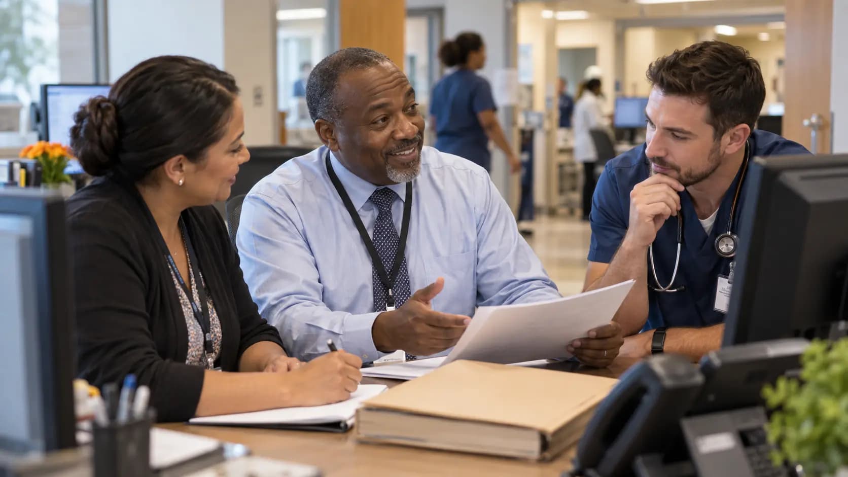 Revenue-cycle specialist and clinician resolving a billing workflow together