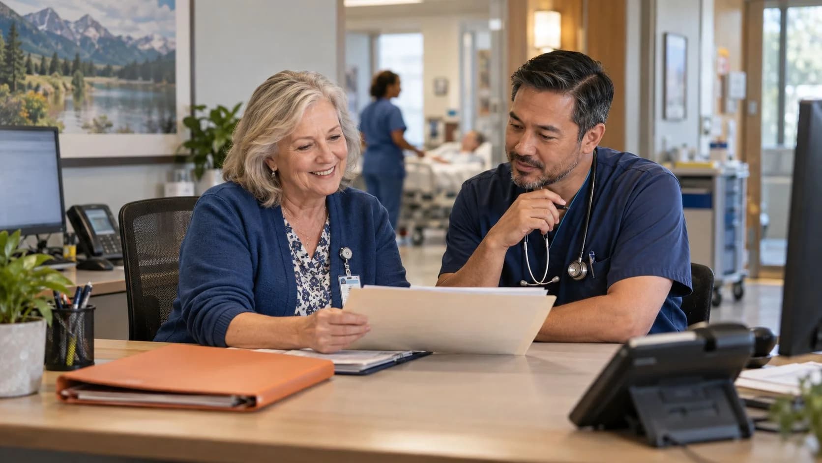 Medical coder and clinician resolving a claim detail together