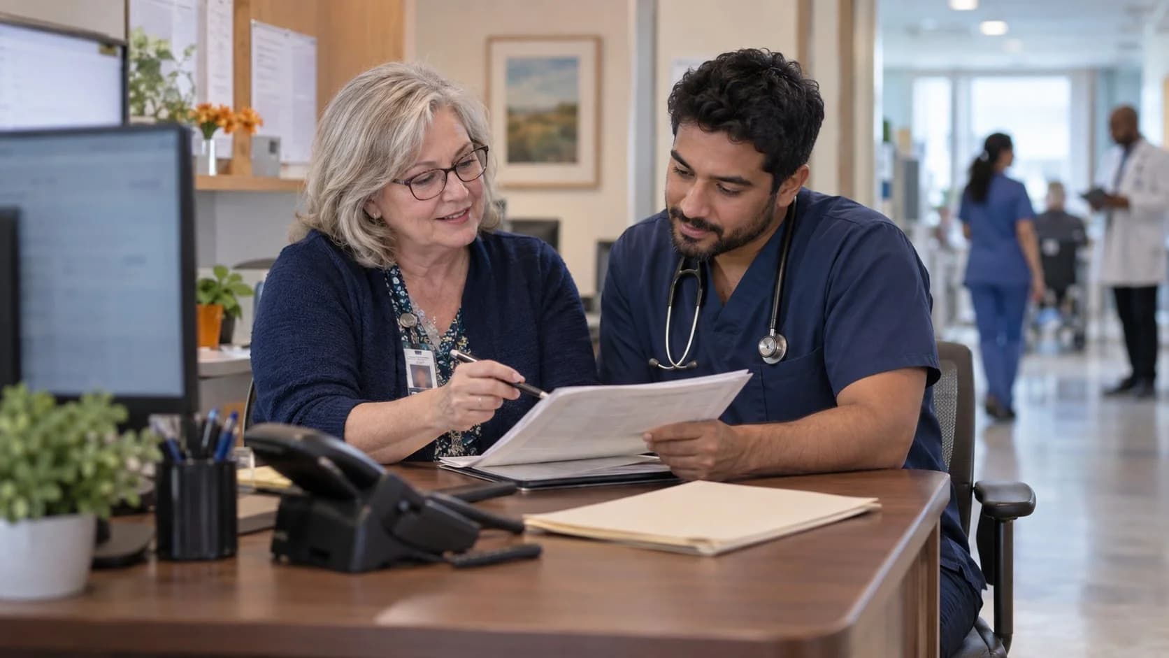 Medical coder and clinician resolving a claim detail together
