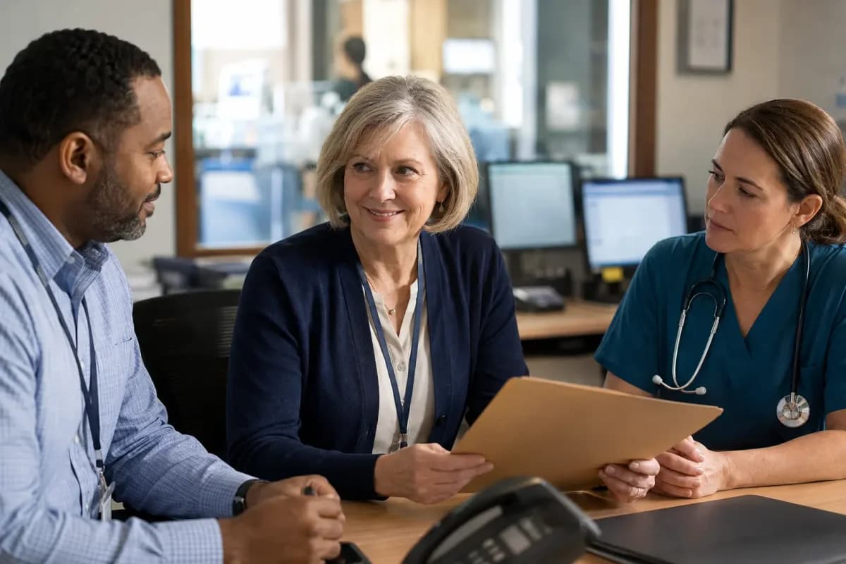 Revenue-cycle specialist and clinician resolving a billing workflow together