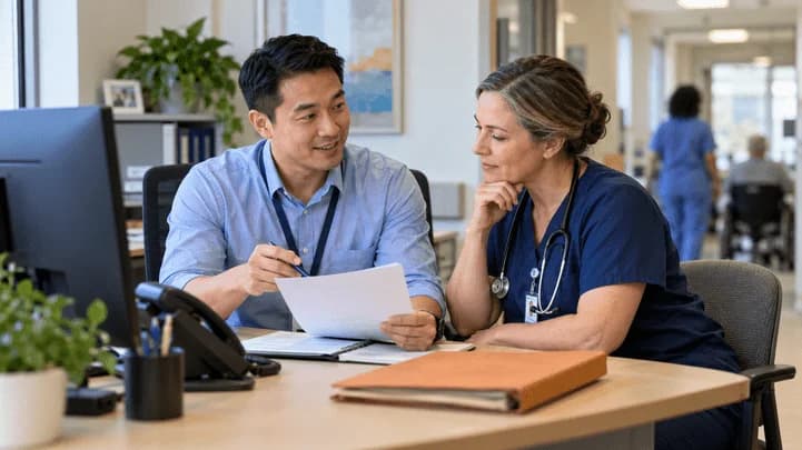 Medical coder and clinician resolving a claim detail together