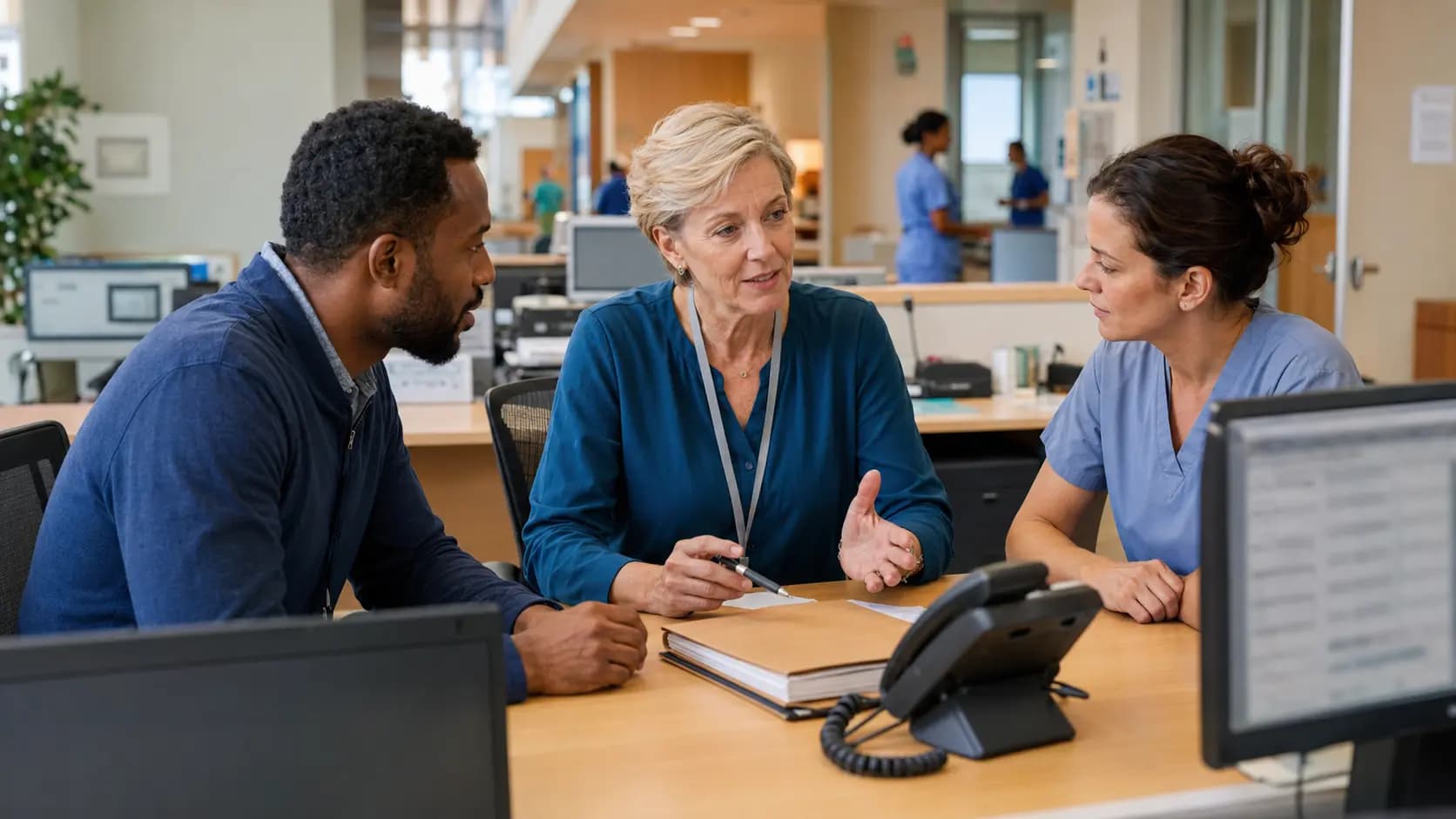 Revenue-cycle specialist and clinician resolving a billing workflow together