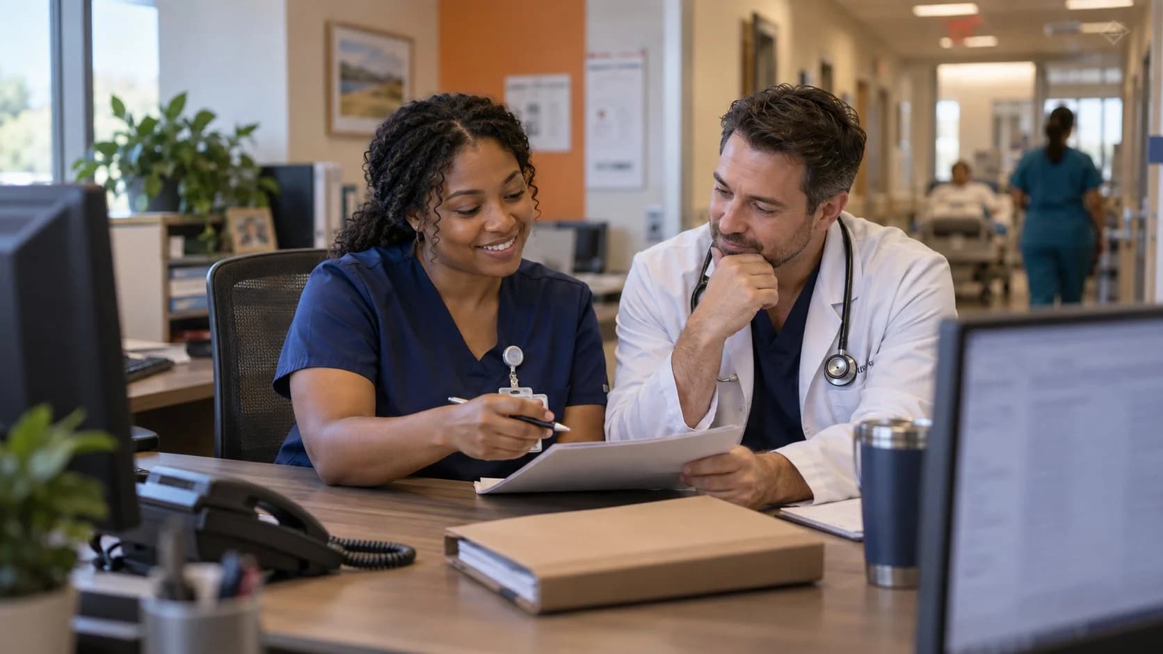 Medical coder and clinician resolving a claim detail together