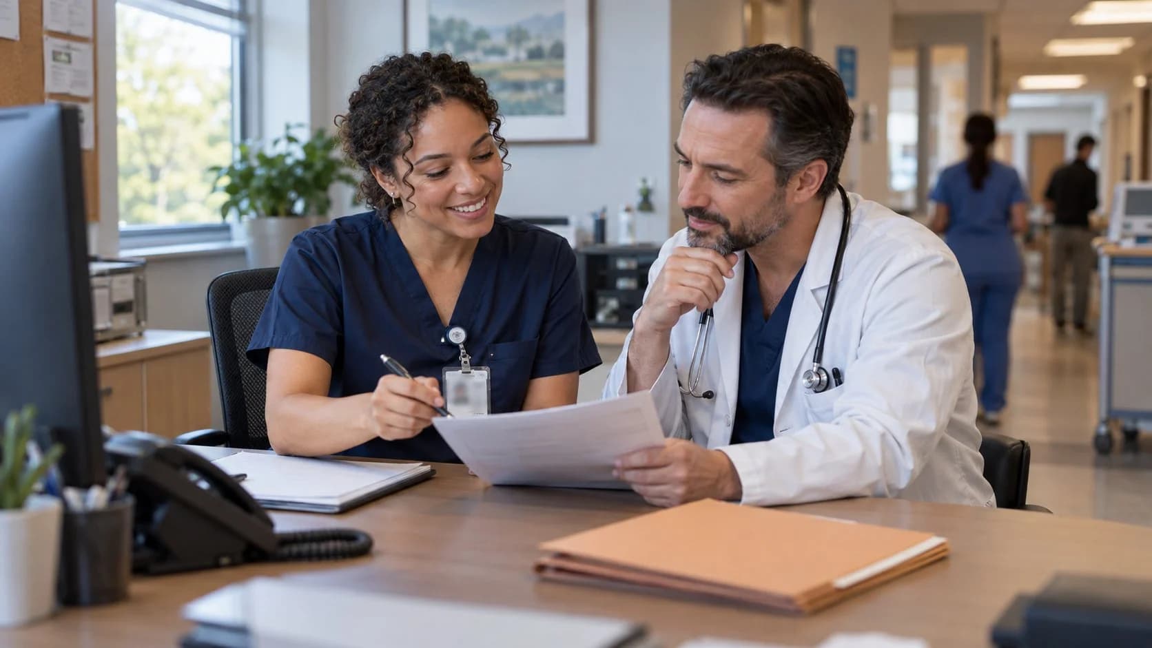 Medical coder and clinician resolving a claim detail together