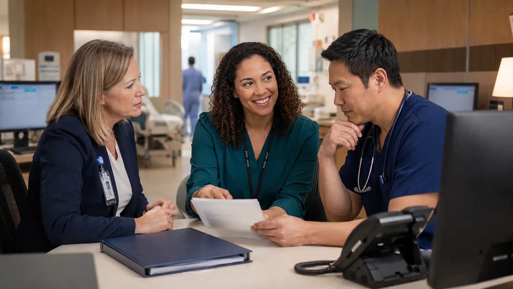 Revenue-cycle specialist and clinician resolving a billing workflow together
