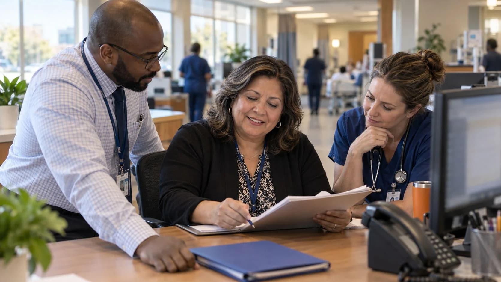 Medical coder and clinician resolving a claim detail together