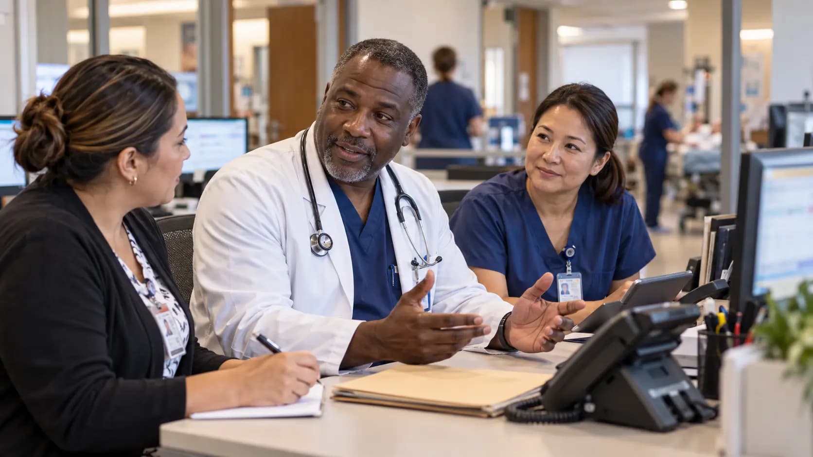 Revenue-cycle specialist and clinician resolving a billing workflow together