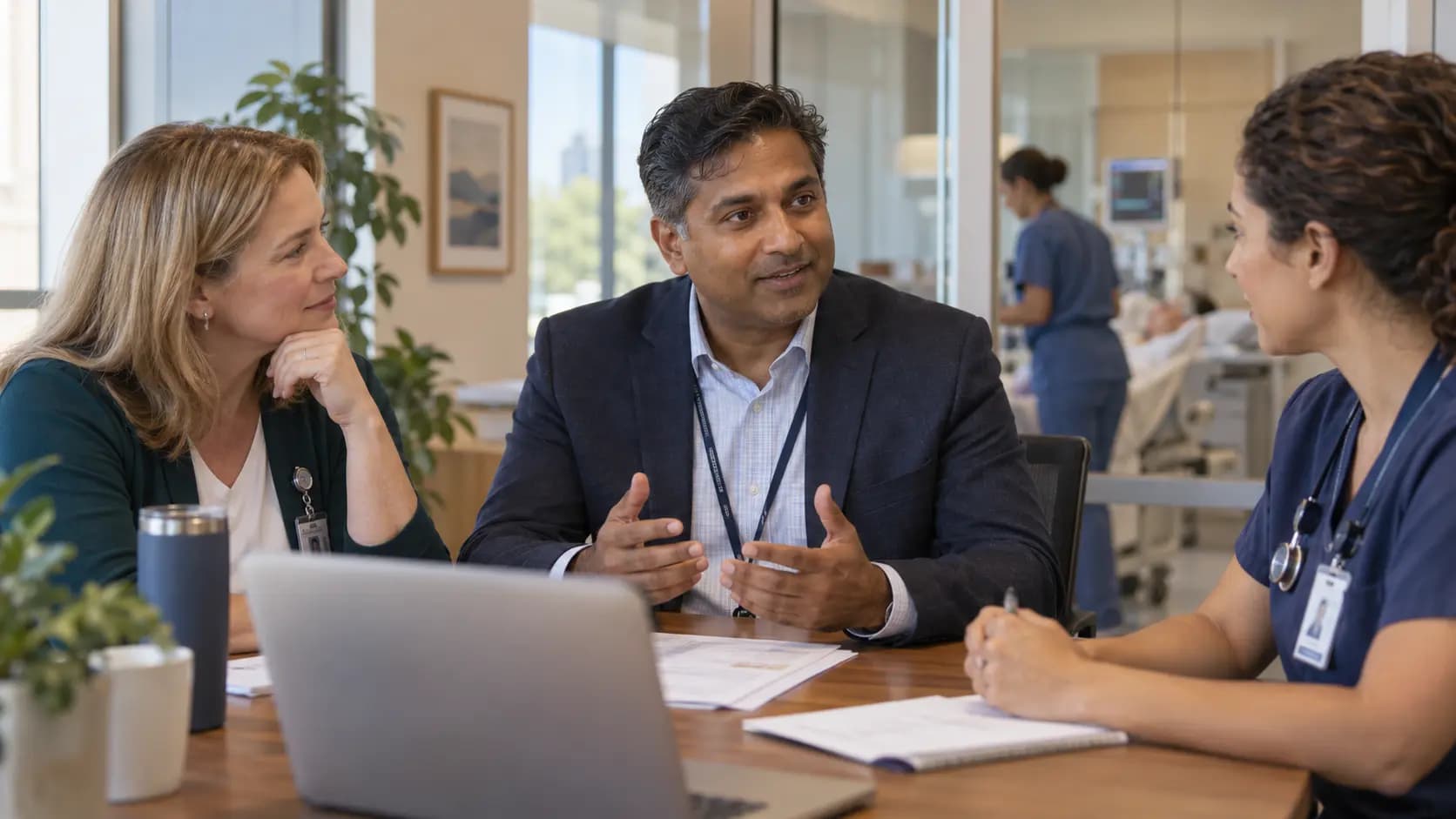 Healthcare finance and operations leaders discussing a practical next step