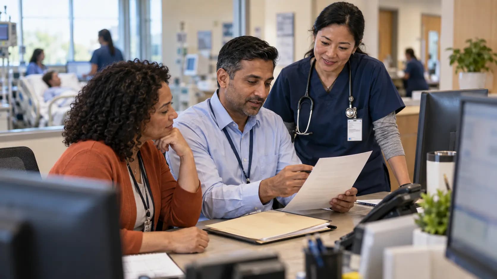 Revenue-cycle specialist and clinician resolving a billing workflow together