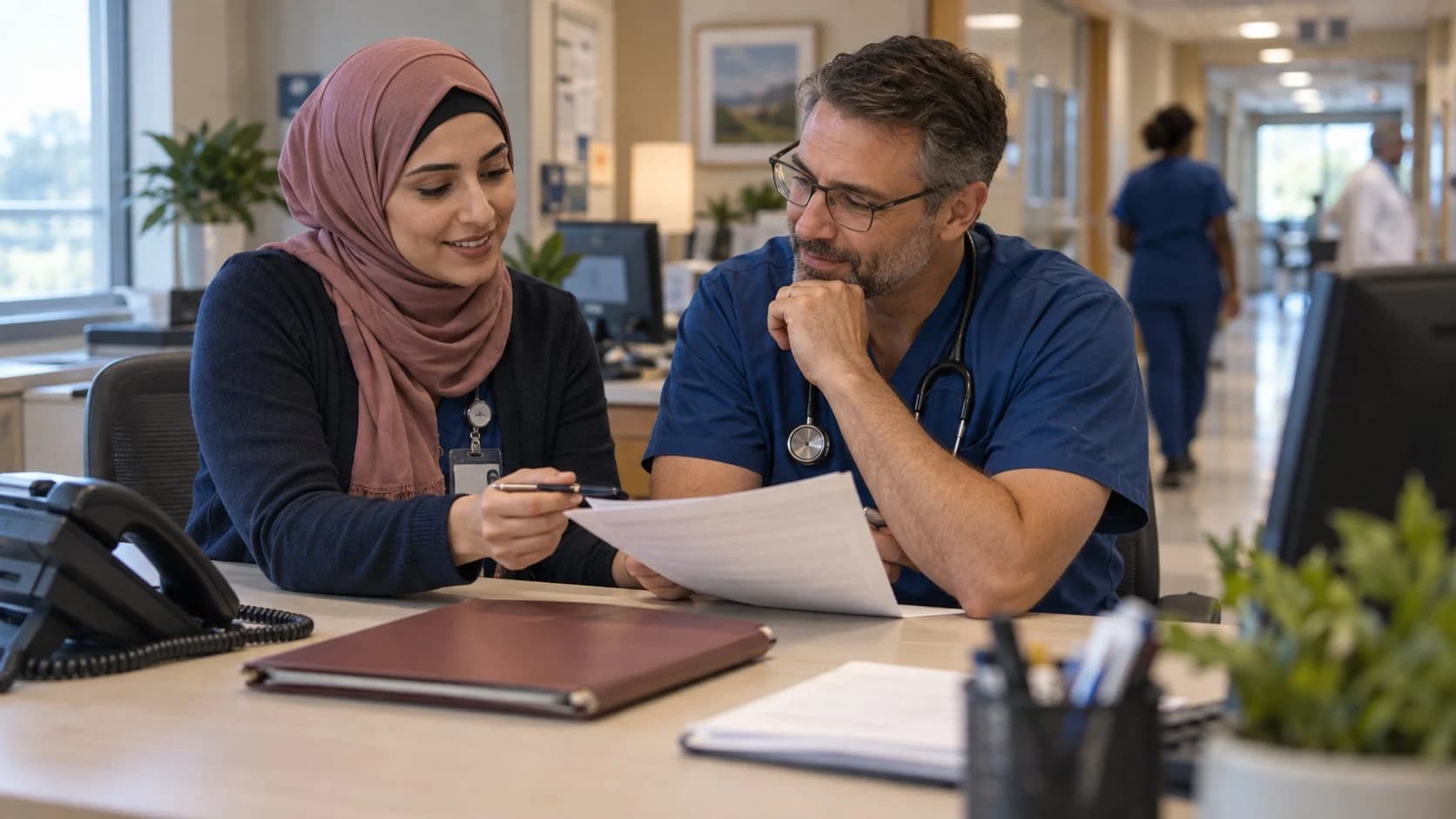Medical coder and clinician resolving a claim detail together