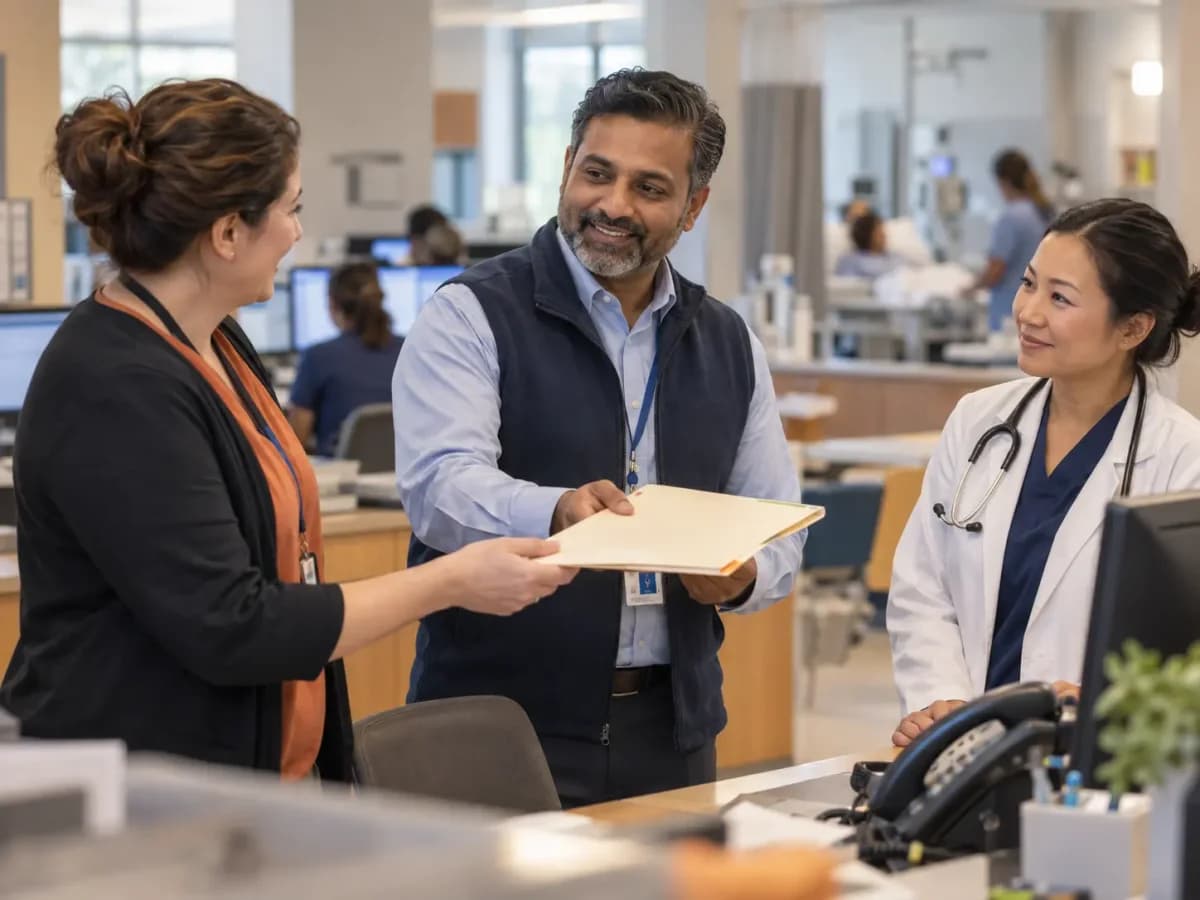 Revenue-cycle specialist and clinician resolving a billing workflow together