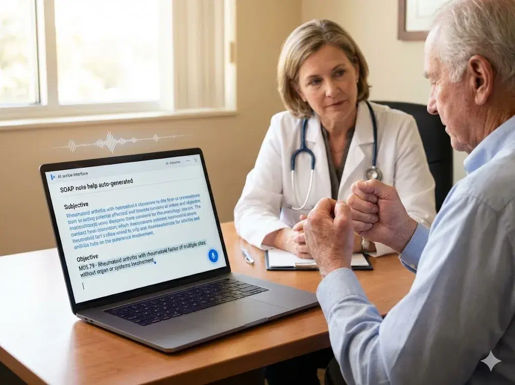 Clinician documenting patient notes on a tablet