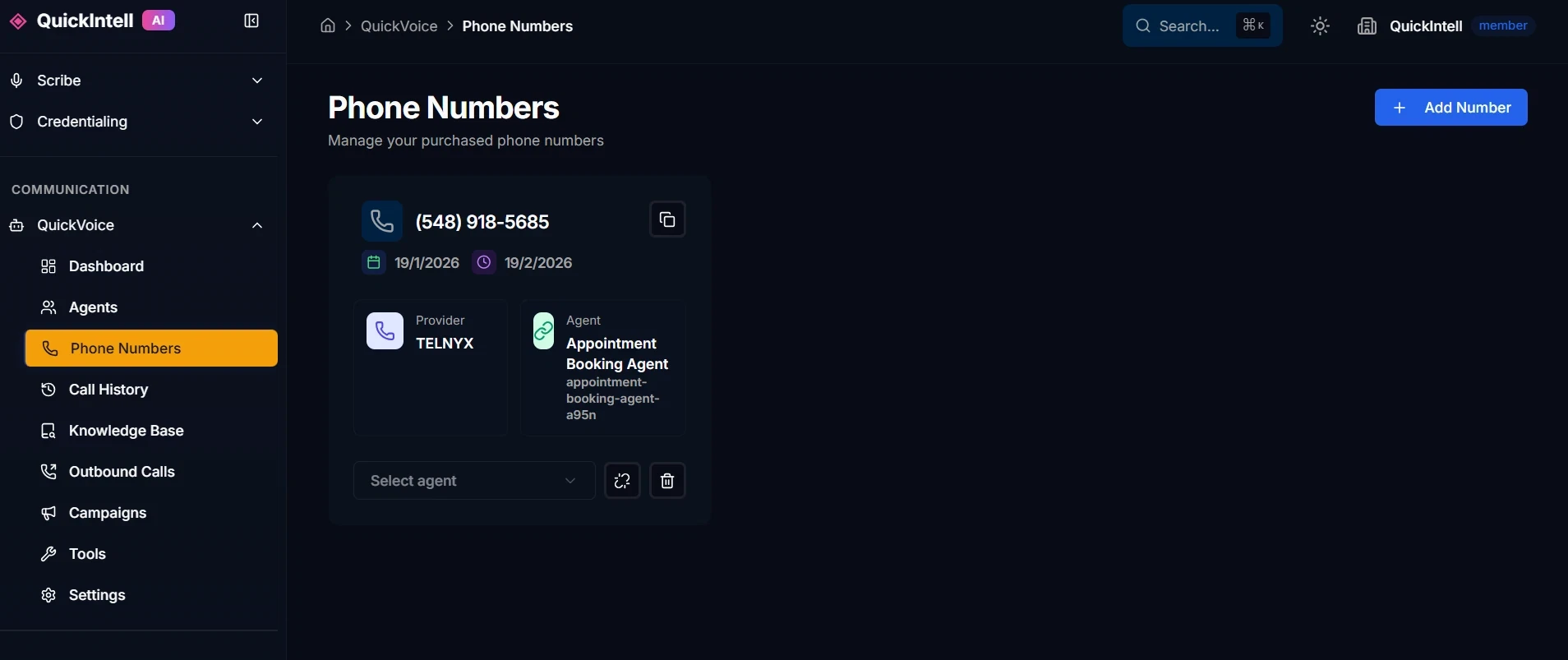 QuickVoice Phone Number & Routing Management QuickVoice phone number management — configure multiple phone lines, routing rules, and IVR flows for healthcare AI voice agents