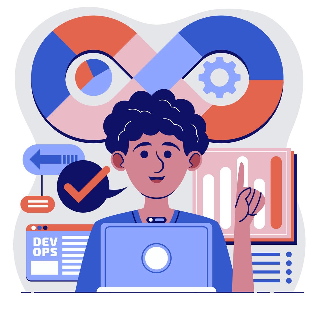 Flat healthcare illustration with clinicians reviewing connected data panels