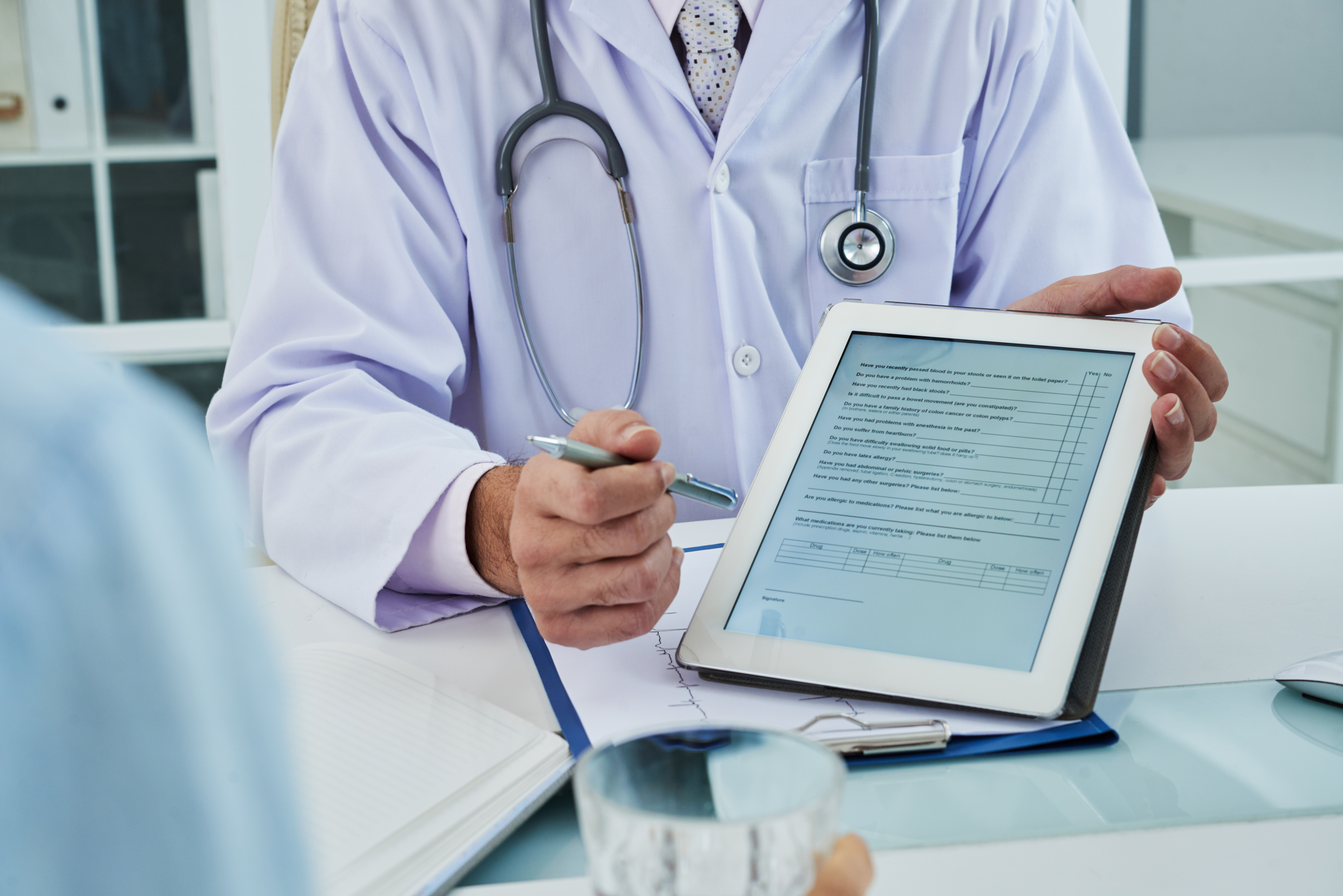 Clinician preparing documentation